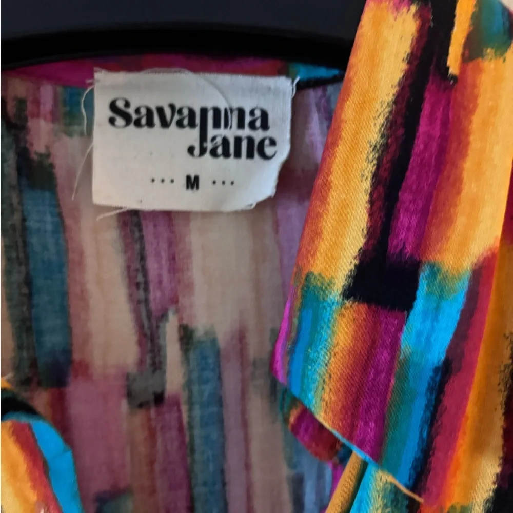 Savanna Jane Bohemian Shirt Maxi Dress Back Embroidery M